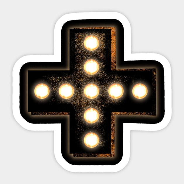 Marquee Cross Sticker by bronzarino